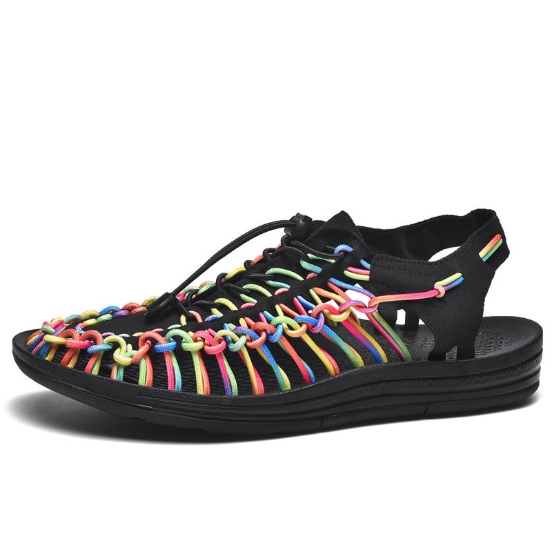 Letnie tkane buty męskie sandały zapinane na suwak sandały rzymskie męskie sportowe buty plażowe duże rozmiary_voghion.com