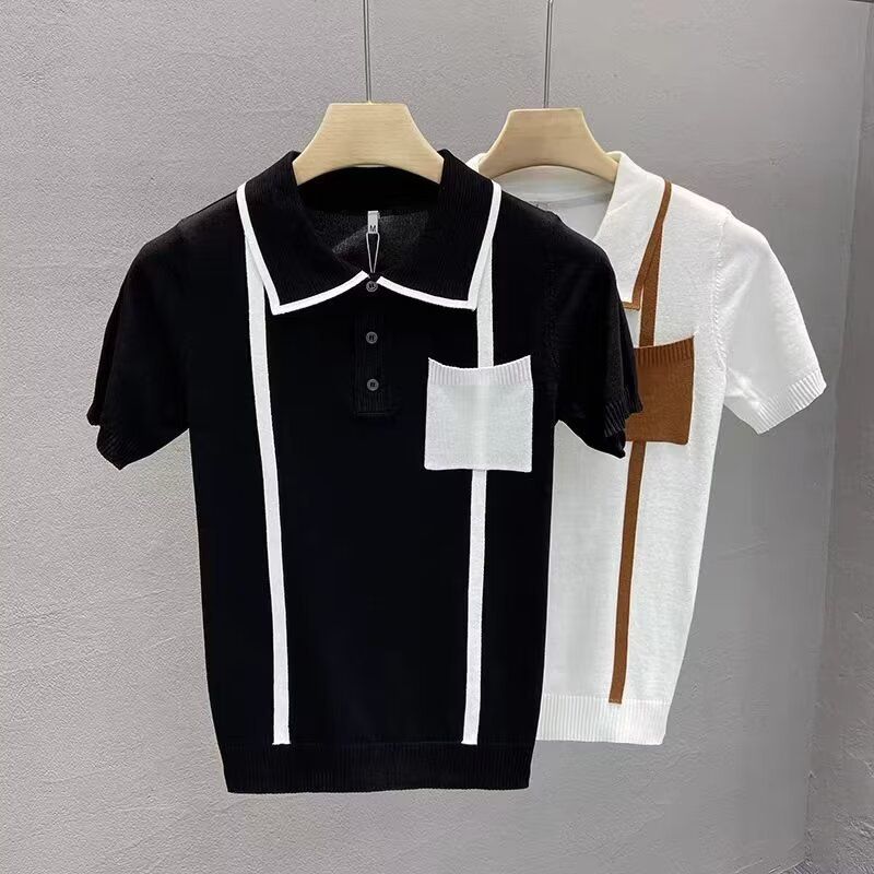 Men's Clothing Lapel Short Sleeved Polo Shirt Men's Trendy Summer T Shirt Slim Trend New All Match T Shirt Top_voghion.com