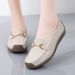 2025 Spring And Autumn New Women's Loafers Cowhide Mom Non-Slip Slip-On Casual White Shoes For Women Plus Size_voghion.com
