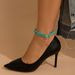 Elastic Double Layer Pearl Banquet Elegant Business Beaded Turquoise Anklet Foot Jewelry_voghion.com