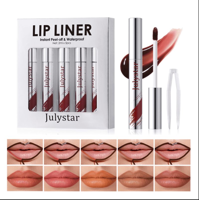 PSJ701-069M Lipstick Tear Strip Lip Gloss, Makeup Mist Face Brush, Long-lasting Waterproof Easy-to-Color Lipline, 5-color Tear Strip Moisturizing Lip Gloss, Velvet Lip Gloss Texture 24h, Single Ite_voghion.com