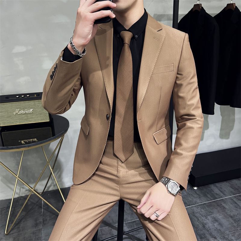 Set completo da uomo nuovo primavera 2023 versione coreana slim fit abito casual da lavoro Pi Shuai in stile britannico di alta qualità_voghion.com