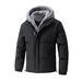 Giacca impermeabile antivento con cappuccio da uomo – Cappotto invernale foderato in pile con chiusura a zip (nero/beige/grigio, EU XXS-XXXL)_voghion.com