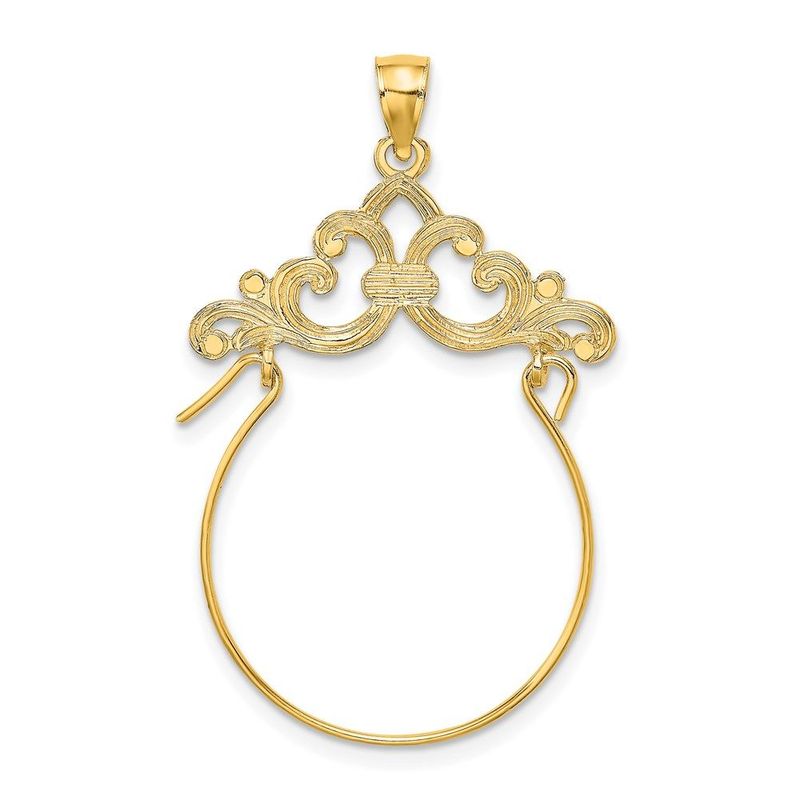 14K Fleur De Lis Scroll Framed Charm Holder_voghion.com