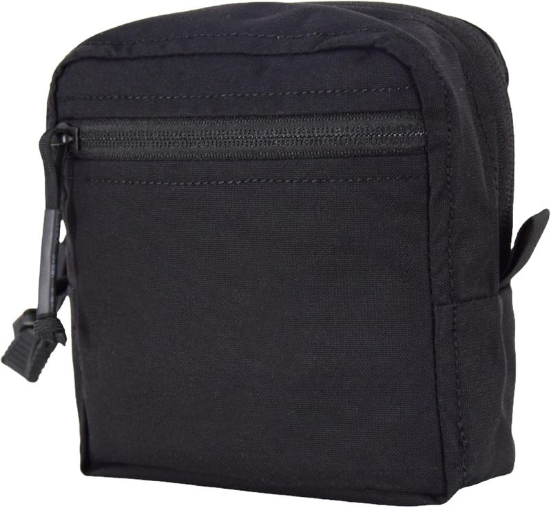 Borsa tattica con doppia cerniera YKK Smart GP, borsa per accessori con tasca per caricatore, tasca interna, cinturino Molle, nylon 500D anti-deluminescenza, 5,5"×5,5"×2,4"_voghion.com