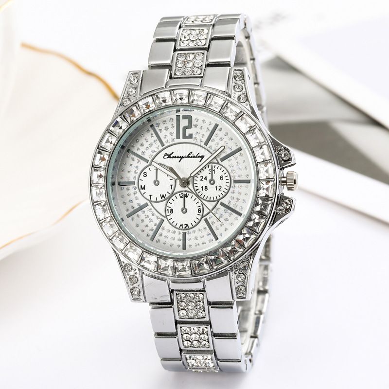 Watches For Men Men's Luxury Bracelet Watch Full Diamond Diamond Set Watch Stainless Steel Quartz Watch_voghion.com