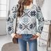 European Goods 2025 New Autumn Winter Cross-Border Retro Nordic Style Long Sleeve Round Neck Snowflake Geometric_voghion.com