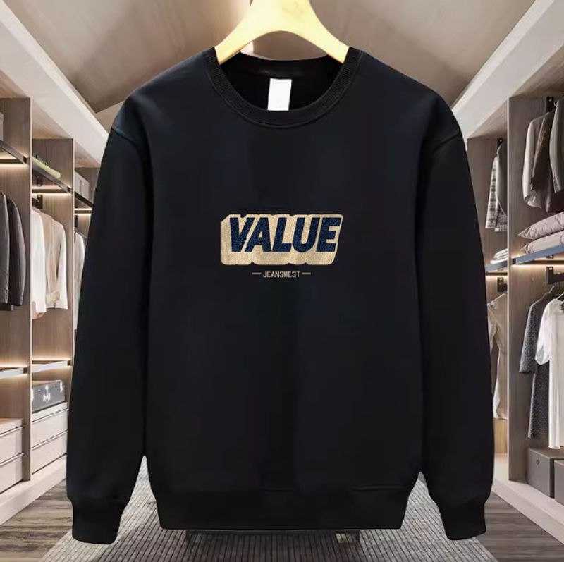 Felpa girocollo in puro cotone in stile americano alla moda per uomo, autunno e inverno, con velluto morbido e un look versatile, fresco e casual._voghion.com