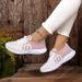 Mesh Casual Shoes For Women 2025 Autumn New Thick Sole Large Size Color Block Round Toe Lace-up Sneakers_voghion.com