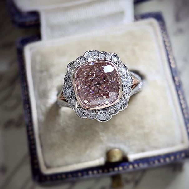Pink Moissanite Diamond Women's Popular Engagement Proposal Ring_voghion.com