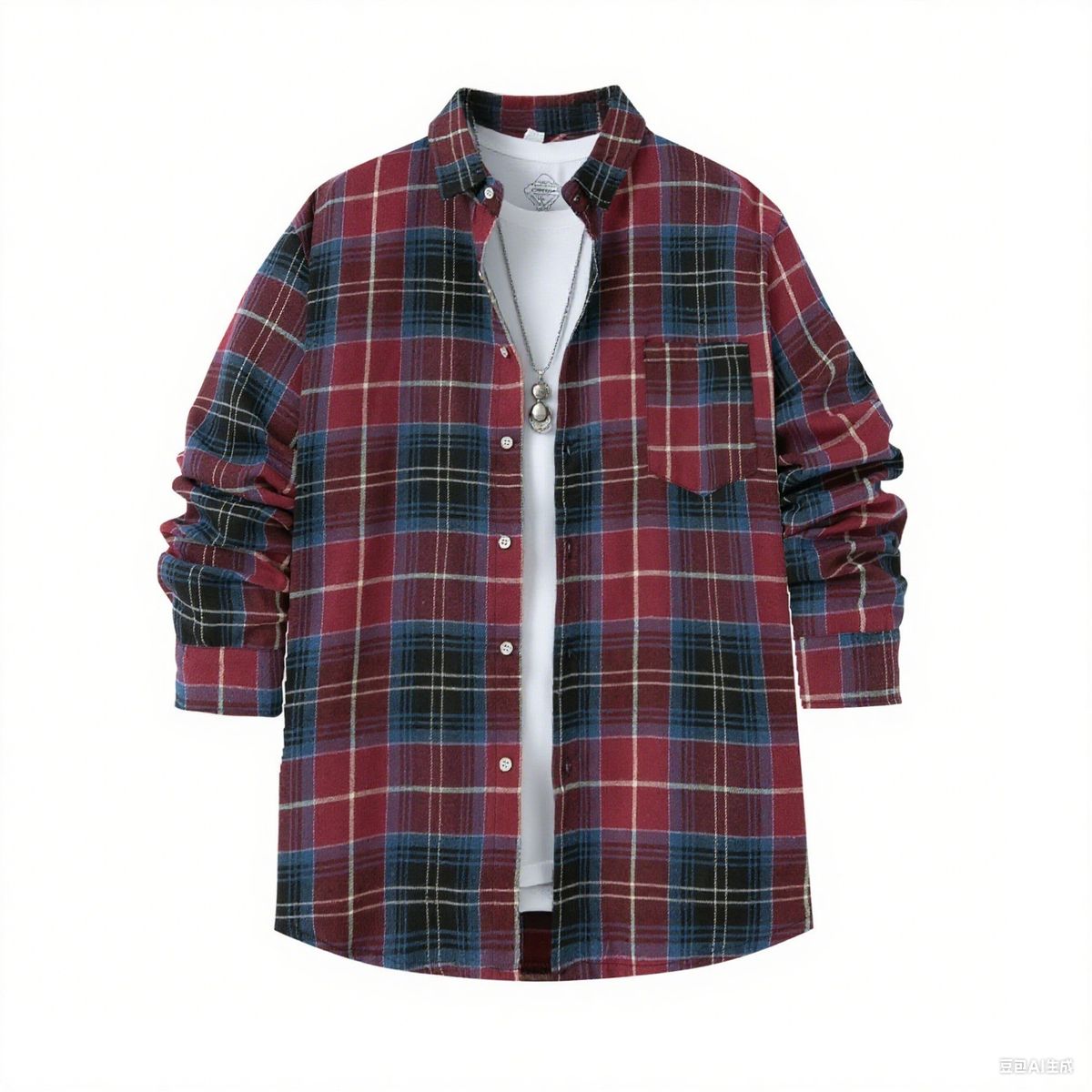 Men's Plaid Flannel Shirt - Soft Brushed Cotton Blend, Relaxed Fit, Lightweight Long Sleeve Open Front Shirt For Casual & Smart Wear_voghion.com