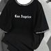 Modes vīriešu apģērbi Losandželosas T krekls ar burtiem ar apaļu apkakli, mīksts un elpojošs, īsām piedurknēm, vasaras ikdienas un ielas modes_voghion.com