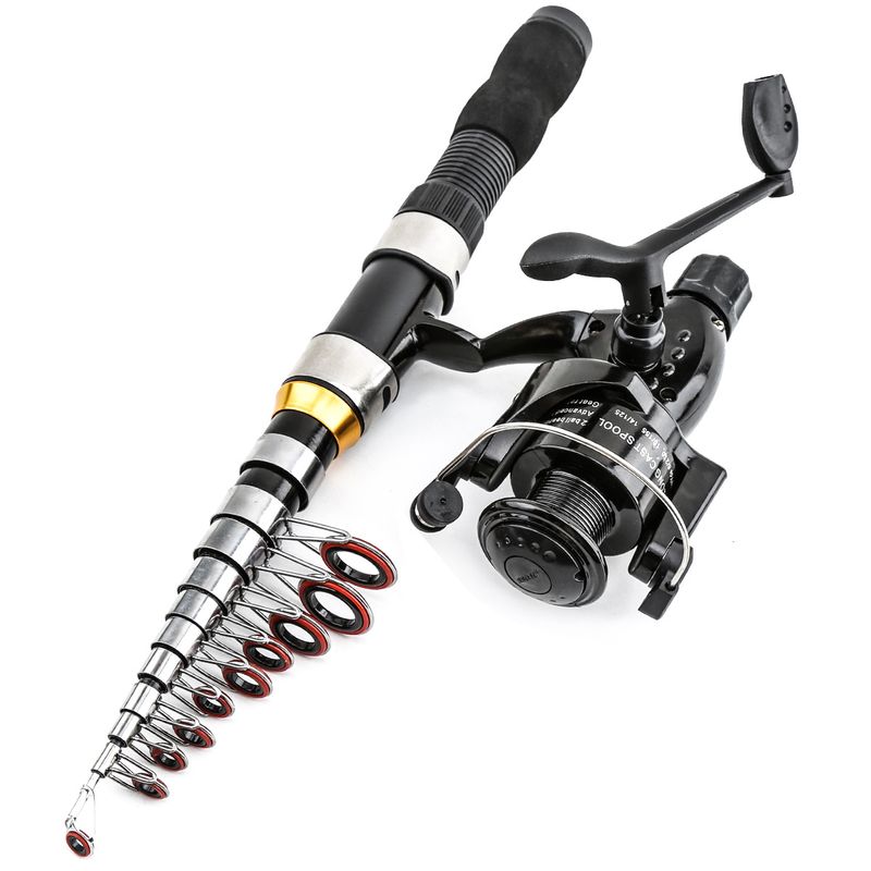 Équipement de pêche en mer ultra courte pour débutants, moulinet à leurre, canne à lancer portable, ensemble complet d'hameçons et d'appâts durs_voghion.com
