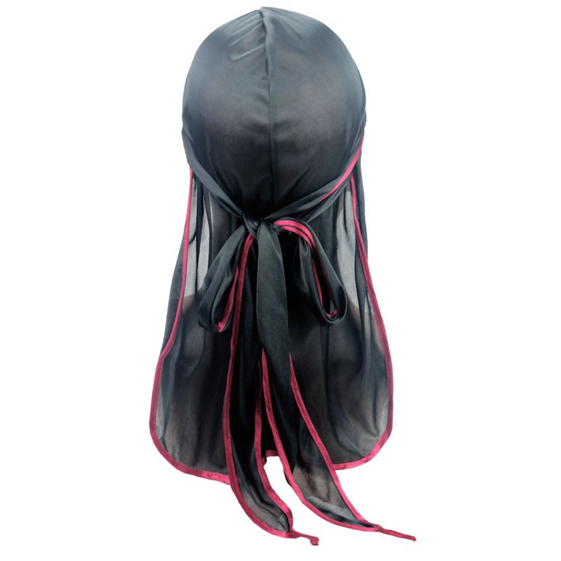 Hot Selling Silk Satin Hem Pirate Hat Long Tail Elastic Cap Durag Silky Durag_voghion.com