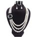 Conjunto de collar, brazalete, brazalete y pendientes de cadena para mujer, gran tamaño de cristal de perlas simuladas, bisutería_voghion.com