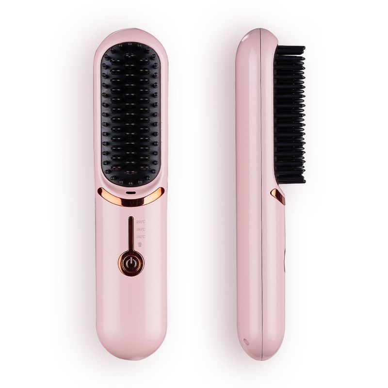 Kabelloser rosa Haarglätter und Lockenstab, nicht schädigendes, tragbares Styling-Tool mit USB-Ladefunktion_voghion.com