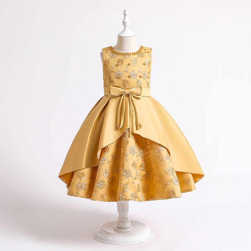 Kids’ Clothing New Satin Girl Dress One Piece Children's Bow Princess Dress Dress_voghion.com
