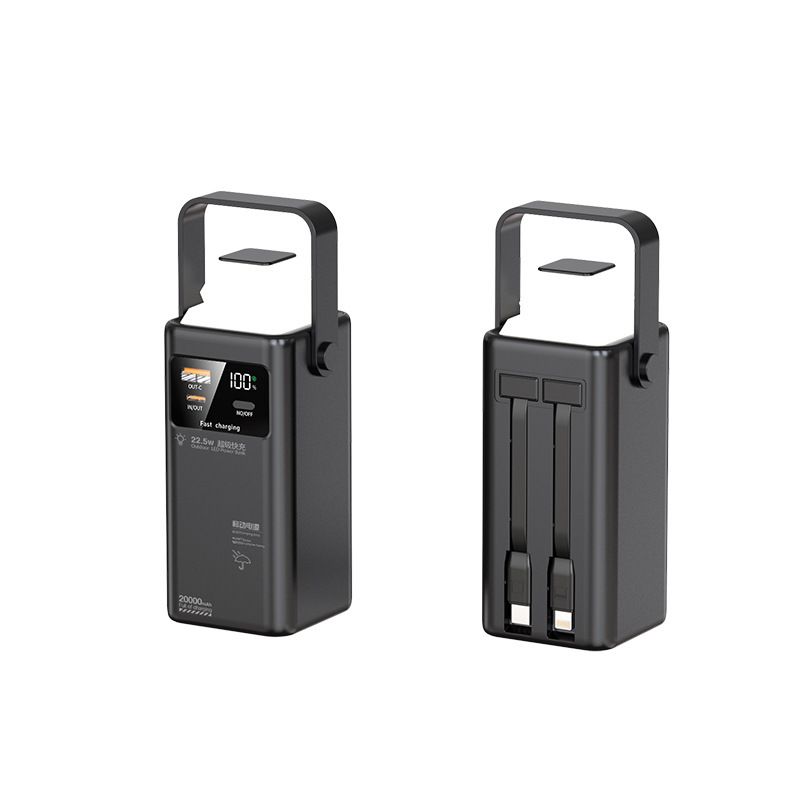Tragbares Ladegerät mit 20000 mAh/30000 mAh/50000 mAh, integrierten Kabeln und LED-Licht, 22,5 W schnelle Powerbank für Camping, Reisen, iPhone, Android_voghion.com