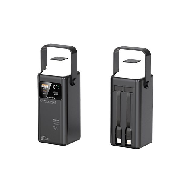 Tragbares Ladegerät mit 20000 mAh/30000 mAh/50000 mAh, integrierten Kabeln und LED-Licht, 22,5 W schnelle Powerbank für Camping, Reisen, iPhone, Android_voghion.com
