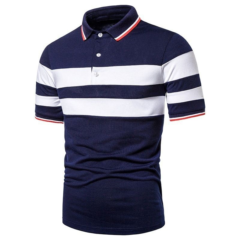 Men's Summer Short-sleeved Polo Shirts Fashion Stitching Tops Casual Men's Short-sleeved Lapel Polo_voghion.com