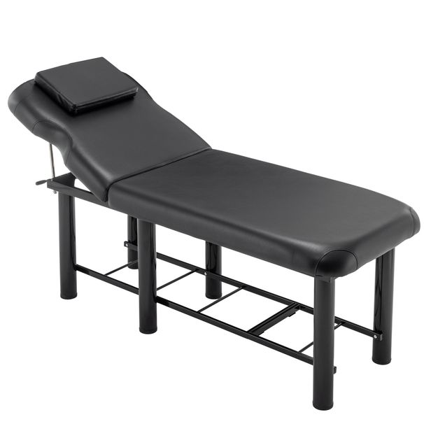 Professioanl Massage Table , Backrest Adjustable, Removable Headrest, Bottom Shelf Storage , Memory Foam Layer Salon Bed,Black_voghion.com