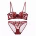 Intimo da donna, reggiseno sottile con anello in acciaio morbido, piccolo, con orecchie da coniglio, coppa arricciata, set di biancheria intima da ragazza_voghion.com