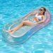Glitter Ombre Inflatable Lounge Bed - Foldable Pool Float With Breathable Mesh Backrest (Heavy-Duty PVC 180cm Quick-Dry & Portable For Adults)_voghion.com