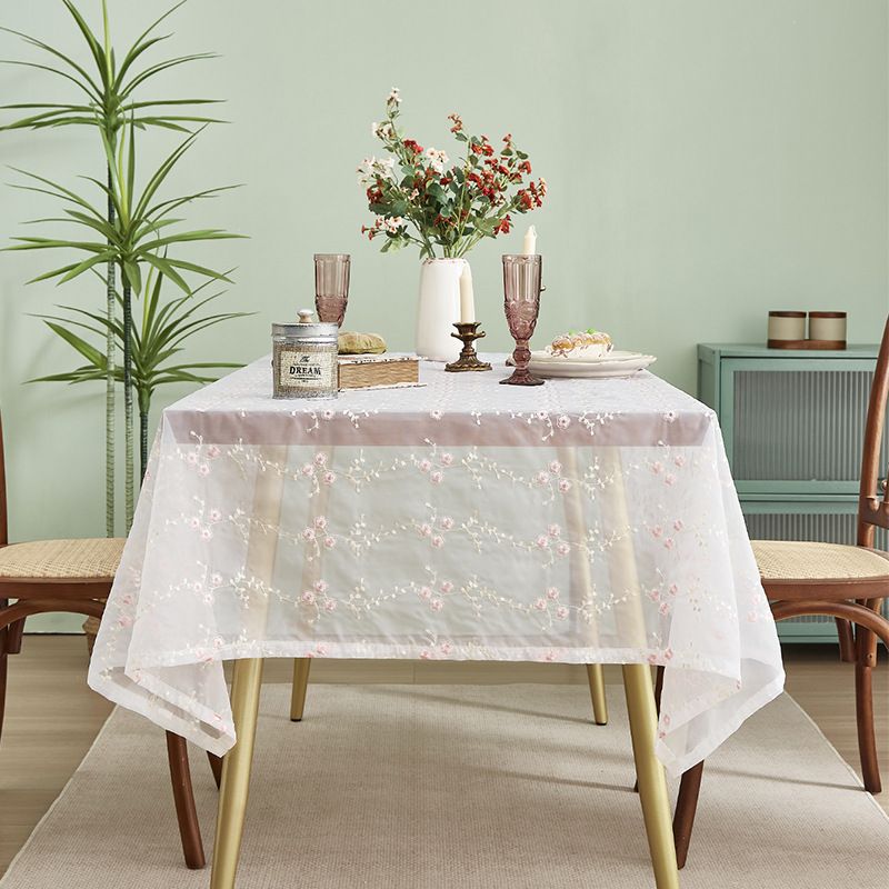 Small Fresh Embroidered Plum Blossom Rectangular Dining Table Coffee Table Lace Dining Table Coffee Table Decorative Tablecloth_voghion.com