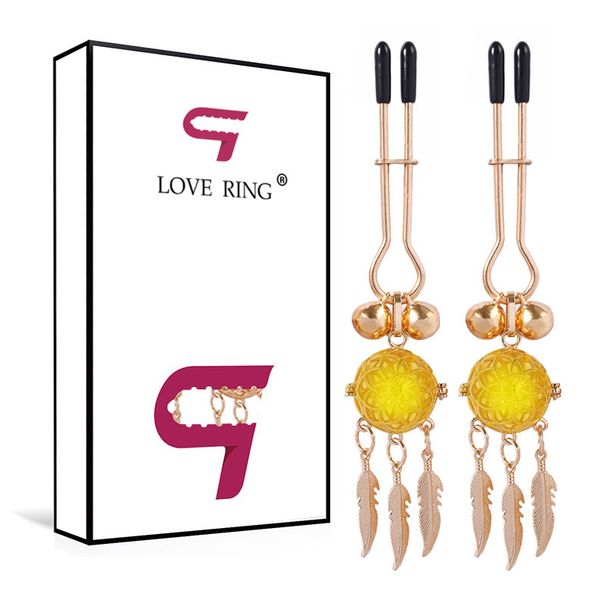 LuvBox Anneau d'amour Pinces à tétons érotiques Jouets SM de flirt Clochette de punition lumineuse avec veilleuse Produits pour adultes Coffret couleur_voghion.com