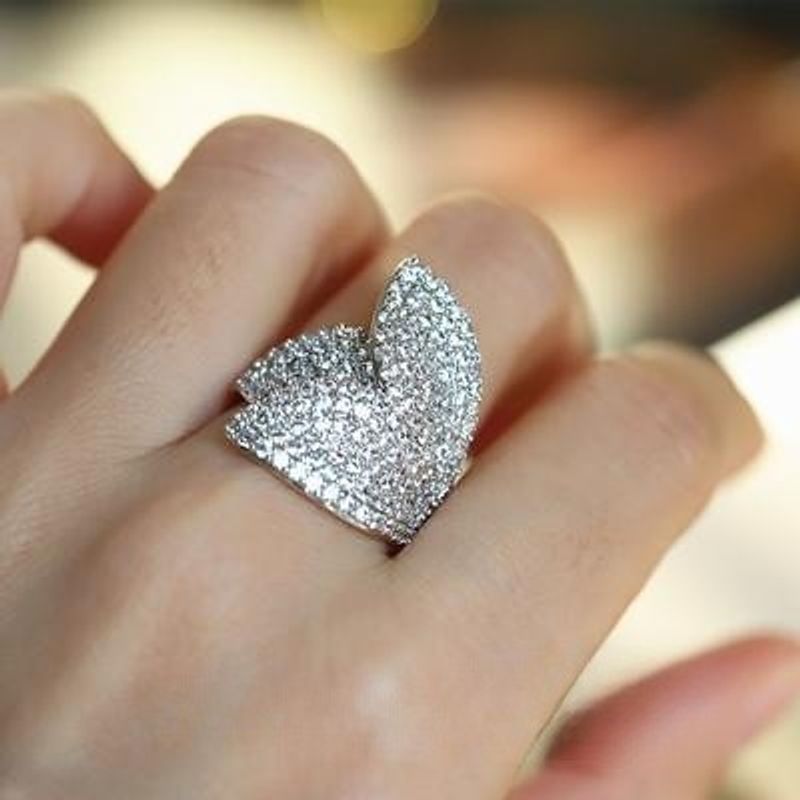 Designer-Stil mit Zirkon eingelegt, Nischendesign, neuer Blumen- und Blatt-Volldiamantring, offener Zeigefingerring, personalisierte und trendige Frau_voghion.com