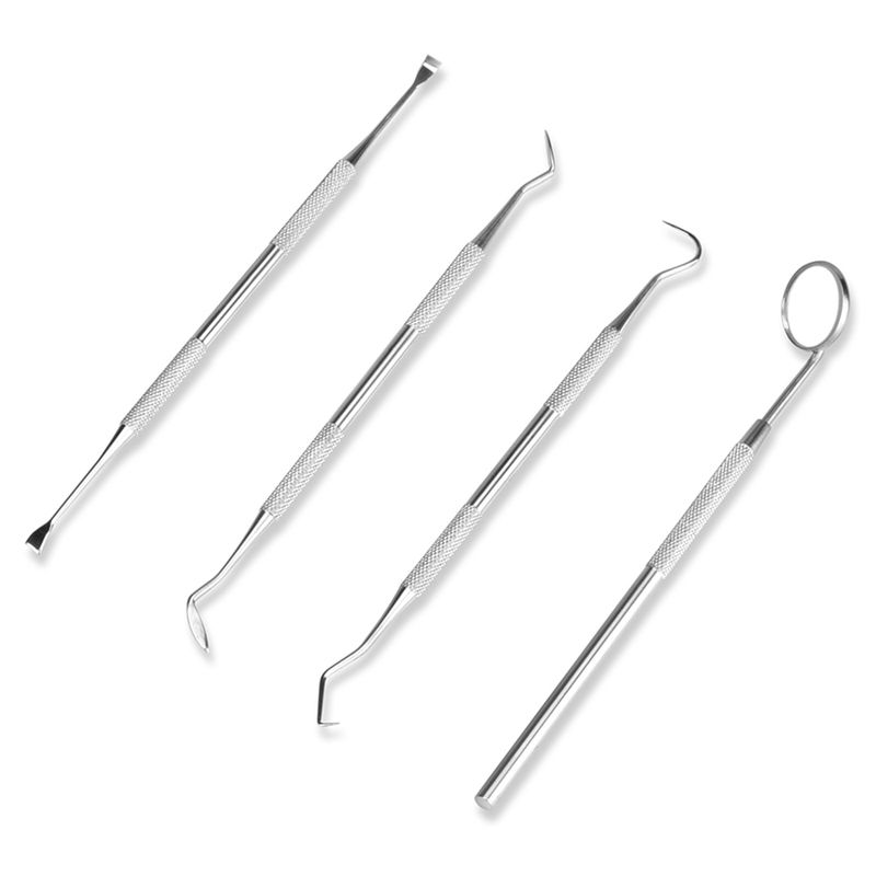 Set di strumenti preparati per dentista dentale 4 pezzi Pinzetta per strumenti con sonda in acciaio inossidabile per specchio dentale_voghion.com