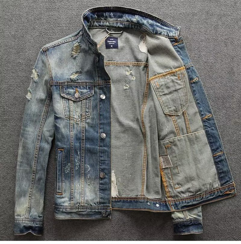 Chaqueta vaquera de otoño e invierno para hombre europea y n, chaqueta sencilla y delgada para chico guapo_voghion.com