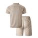 Summer Men's New Trendy Brand Random Print Fashion Two-Piece Casual Loose Short Sleeve Shorts Set_voghion.com