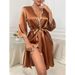 Women's Sleepwears Satin Nightgown Women's Spring And Summer Thin Contrast Color Trim Bathrobe Ladies Satin Pajamas Home_voghion.com