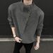 Pull col montant irrégulier à boutons pour homme, style automne-hiver, ample et décontracté, design de niche_voghion.com