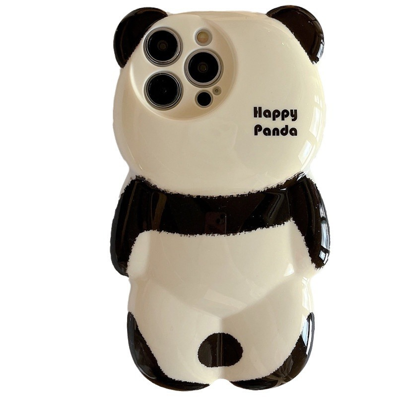 Coque Panda 3D mignonne pour iPhone 15 14 Pro Max Cartoon 13 Water Sticker 12 Couverture complète Soft_voghion.com