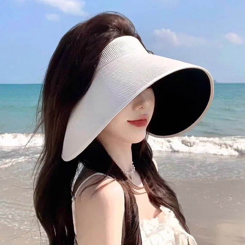 Wrap-around Big Eaves Sun Hat Women's 2025 New Summer Full Face Sun Protection Sun Hat UV Protection Empty Top Hat_voghion.com