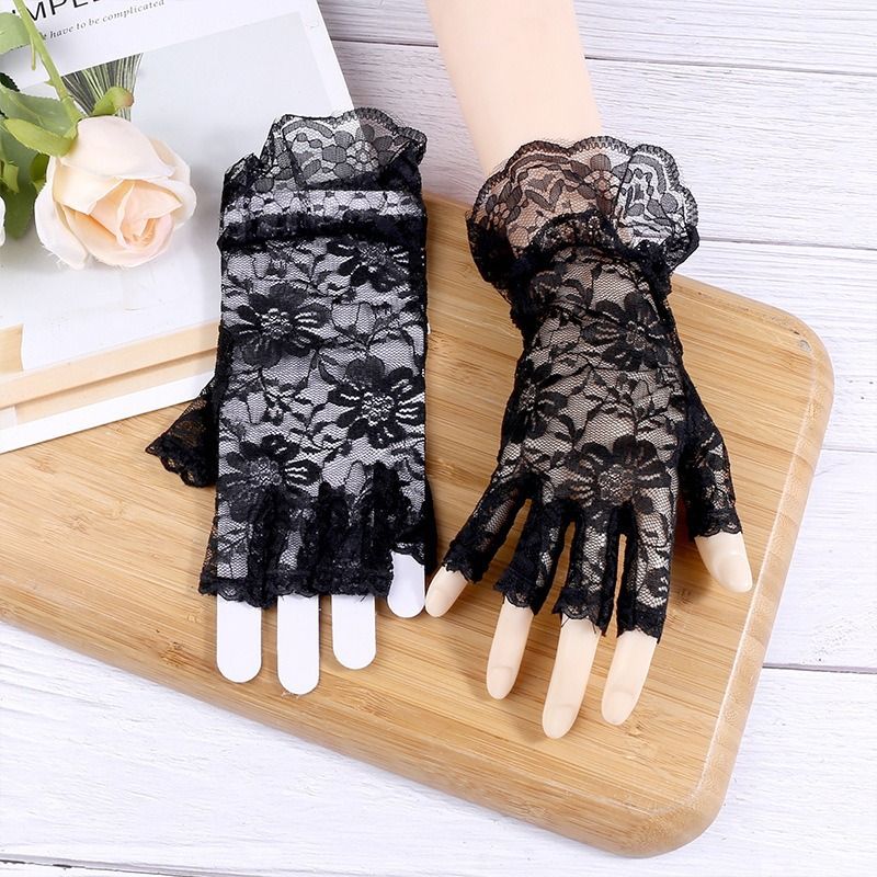 Nouveaux gants de mariée en dentelle fine à demi-doigts pour femmes_voghion.com