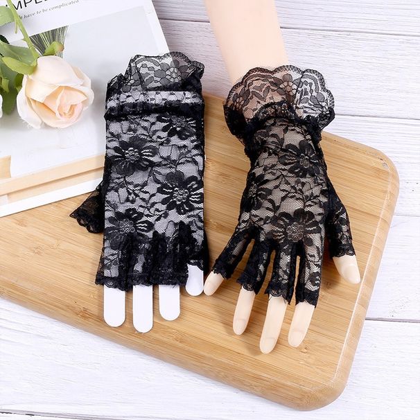 Nouveaux gants de mariée en dentelle fine à demi-doigts pour femmes_voghion.com