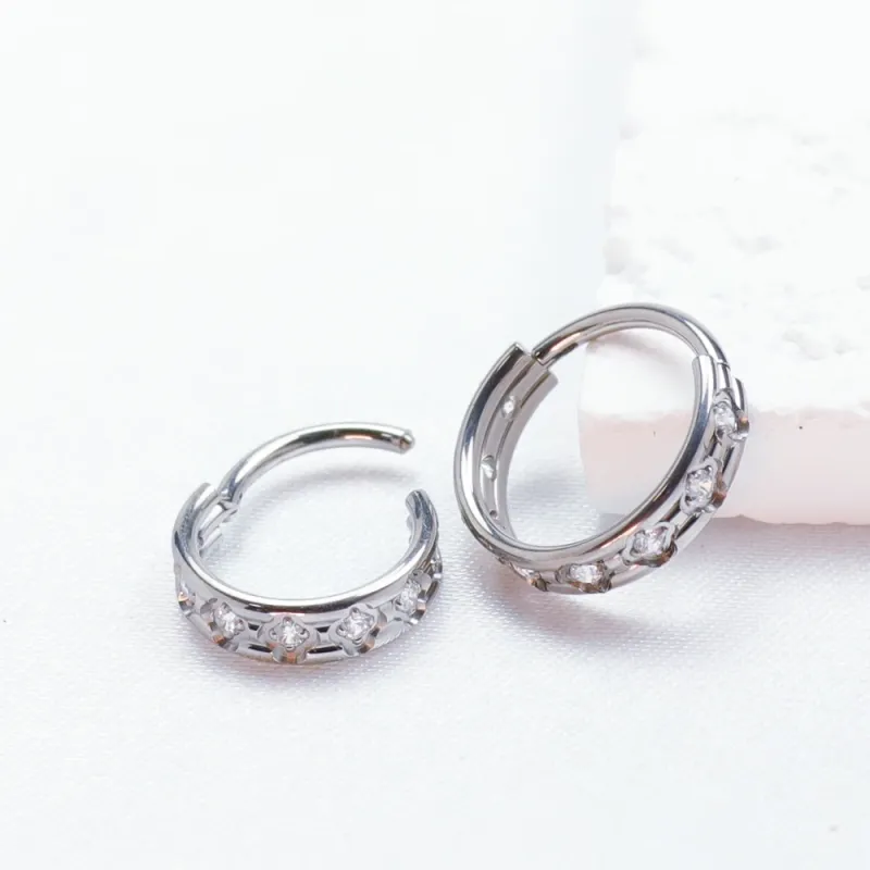 F136 Titanium Piercing Clicker Helix Nose Ring Cartilage Tragus Zircon Septum 16G Earrings Hinged Segment Body Jewelry for Women_voghion.com