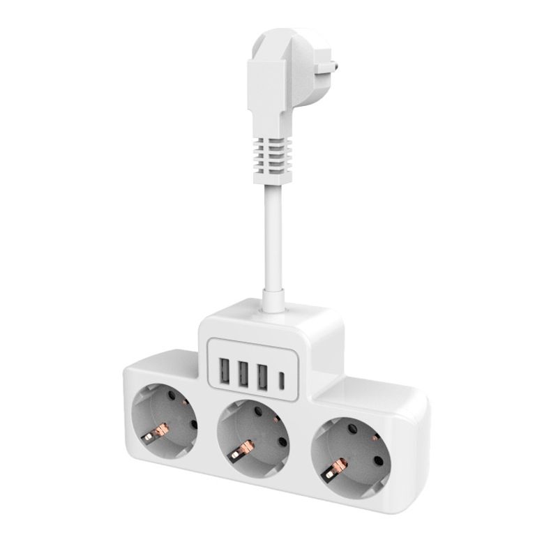 Short-line European Standard Socket Converter One-turn Multi-band Sub-switch Power Strip Expander_voghion.com