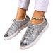 Summer Sequin New Front Tie Solid Color Plus Size Sneakers_voghion.com