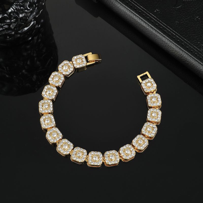 Trendy Jewelry Set Fashion Personality Hip-Hop Necklace High-End Full Diamond Cuban Chain Men's Bracelet_voghion.com