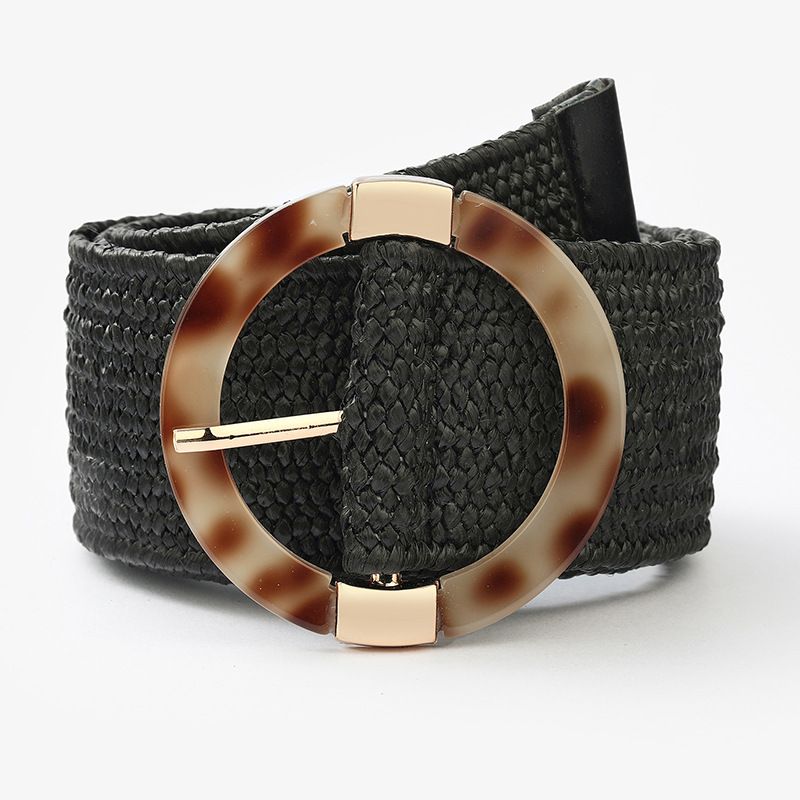 Women Braided Belts New Cotton And Linen PP Straw Woven Belt Plastic Buckle Decorative Dress Belt For Women_voghion.com