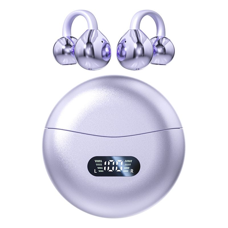 Open-Ear Bluetooth Earbuds, Wireless Clip-On Earphones With Hybrid Bone Conduction, 8H Playtime, Hi-Fi Stereo Sound, IPX5 Waterproof, Noise Reduction_voghion.com