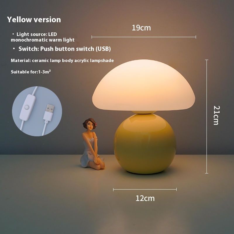 Bedroom Sleep Bedside Cream Style Table Light Luxury High-end Mushroom Vintage Small Night Lamp Atmosphere Study Room_voghion.com