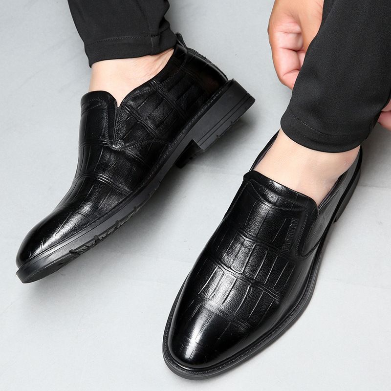 Scarpe singole basse in pelle con lacci, stile casual da lavoro formale da uomo, estate 2022, nuove, alla moda_voghion.com