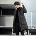 Men's Korean Style Winter Down Jacket – Mid-Length Thickened Hooded Coat For Casual & British Look (Black/Dark Brown, Sizes M-XXXL)_voghion.com