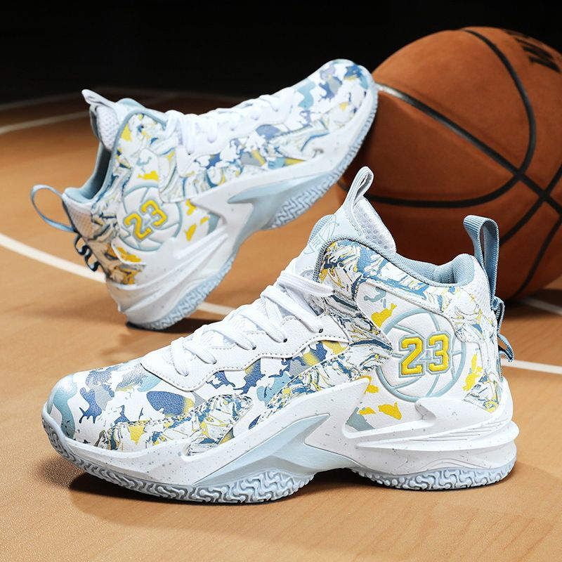 Fashion men's actual combat basketball shoes junior high school boys high top sports shoes casual running shoes_voghion.com