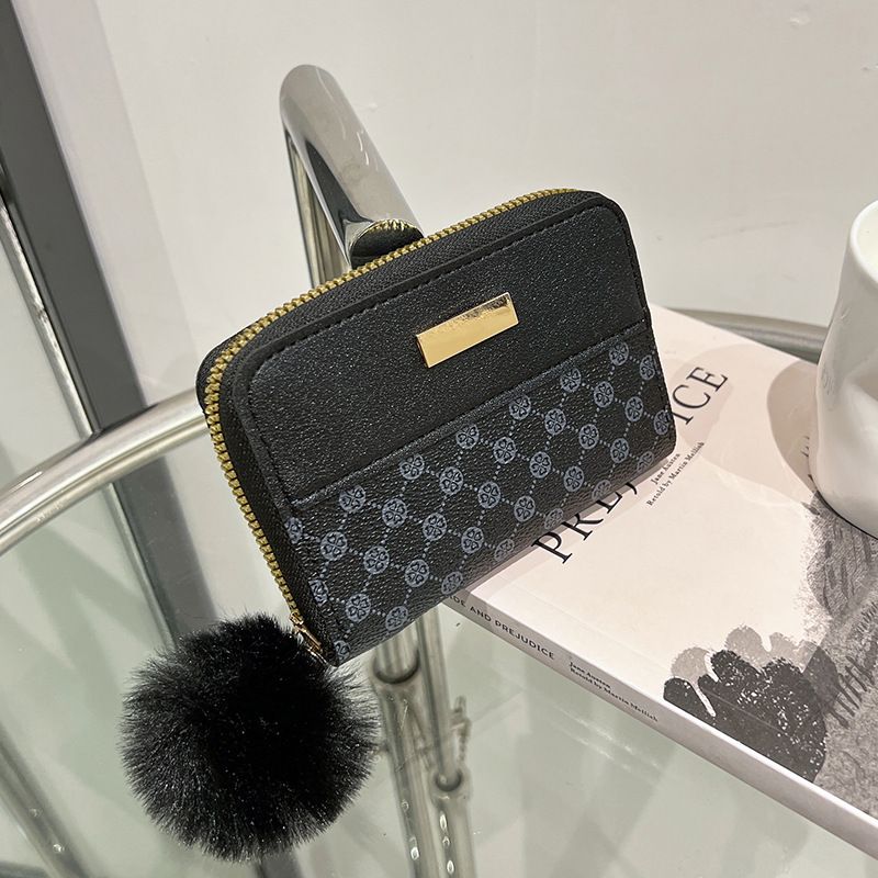 Damen-Geldbörse 2024 neuer Stil Kreis Blumenmaterial Kontrastfarbe Eisenplatte Dekoration kurze Brieftasche lässig Geschenk kleine Kartentasche_voghion.com